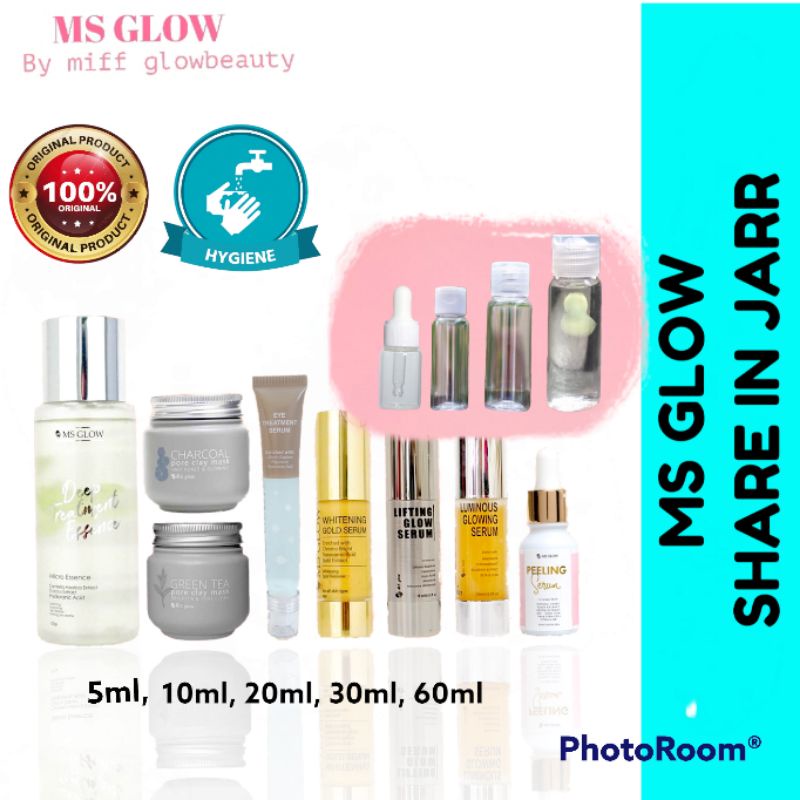 Share in Jar Ms Glow sample ms glow ms glow mini msglow paket Luminous Glowing Lifting Glow Whitening Gold Deep Treatment Essense Clay Mask