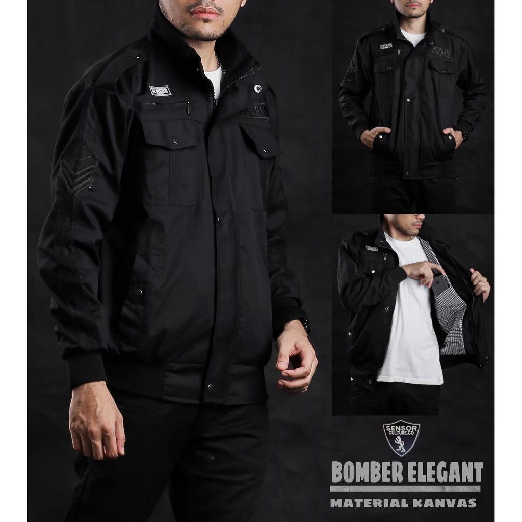 JAKET BOMBER ELEGANT TERSEDIA 3 WARNA HIJAU NAVY HITAM