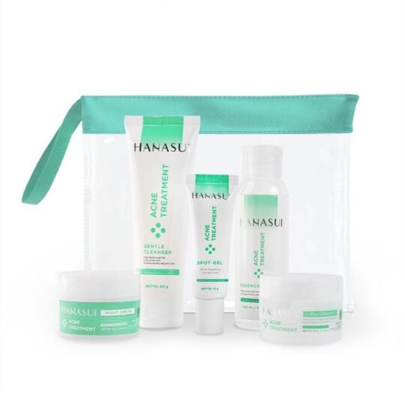 Jual HANASUI Acne Treatment Series - 5pcs (FREE POUCH) | Shopee Indonesia