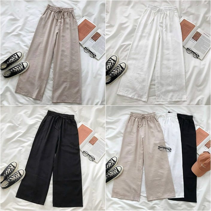 WIDI PANTS KULOT LINEN PREMIUM - WIDI PANTS KULOT SERUT LINEN RAMI - HIGH WAIST KULOT WANITA