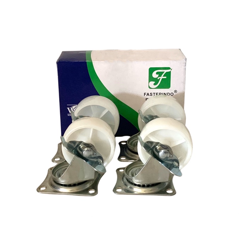 (4 Pcs) Roda Faster Etalase FTP 50SB 2” Dengan Rem 1 Set