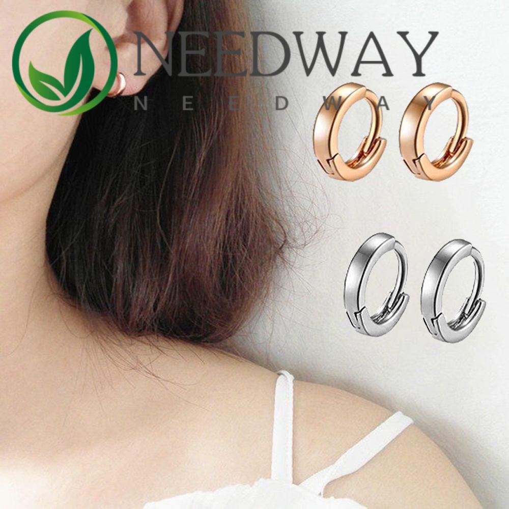 Needway  Fashion Hoop Earrings Gold color Ear Clip Earrings Women Circle Gift Mini Men Girls Small Hoop/Multicolor