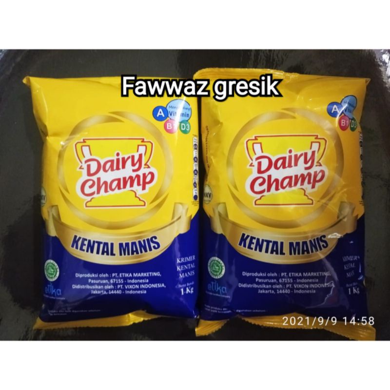 Susu Kental Manis Dairy Champ Milk Barn Bantal Bag 1kg / Milk Barn Dairy Champ Krimer Kental Manis Pouch 1 kg