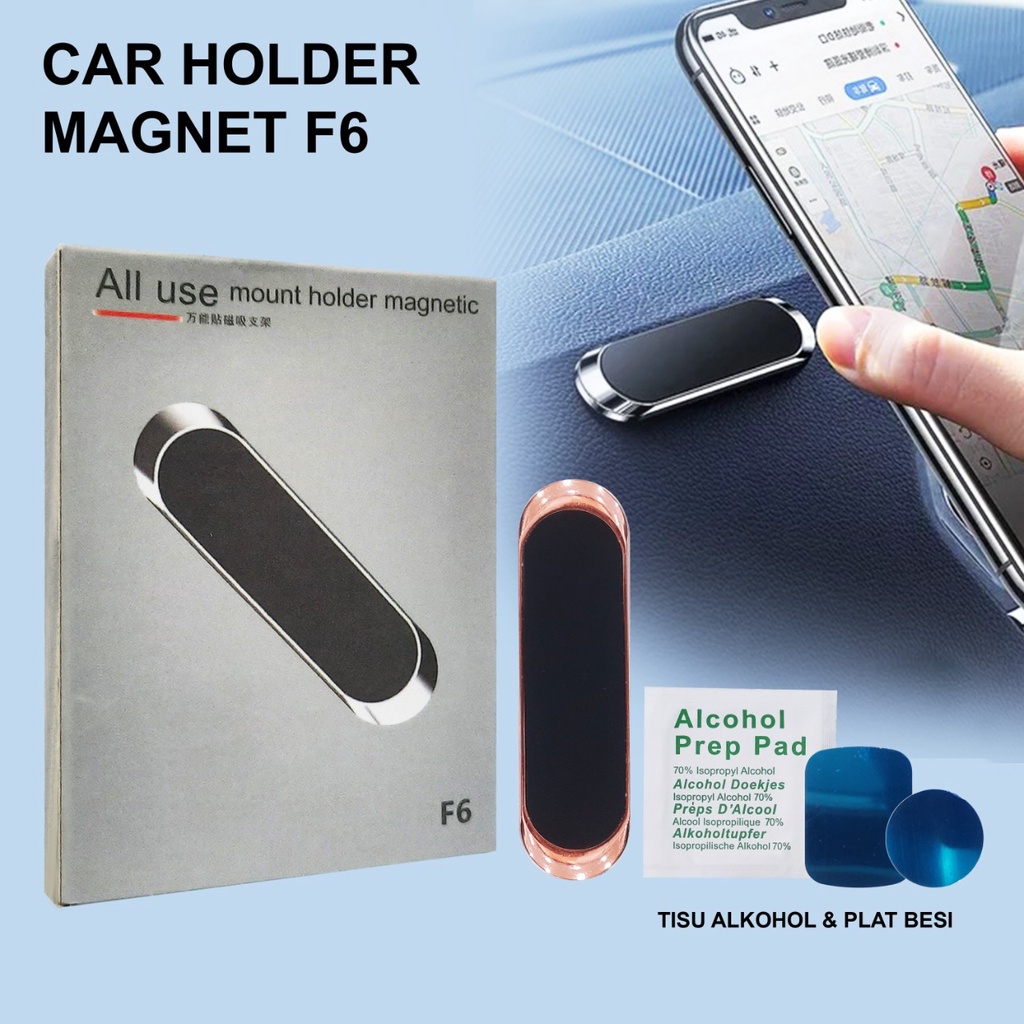 Car Holder Magnetic F6 Dudukan Handphone HP Magnet Mount Holder F6 CAR MAGNET HOLDER