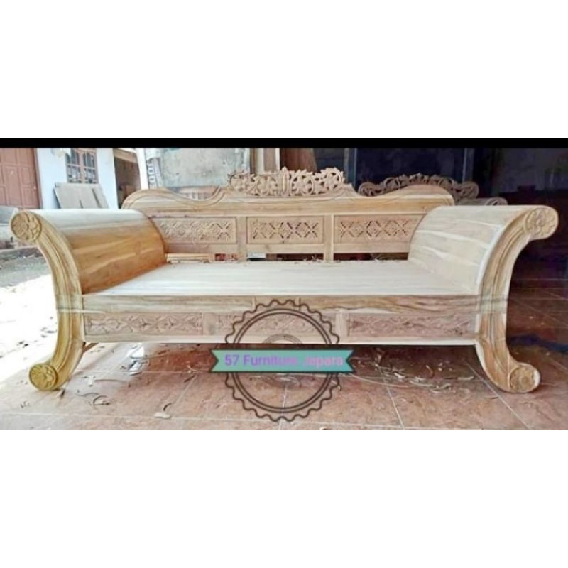 Bangku panjang Antik Ukiran Jepara - Bale Bale Tamu Jati Jepara Mentahan