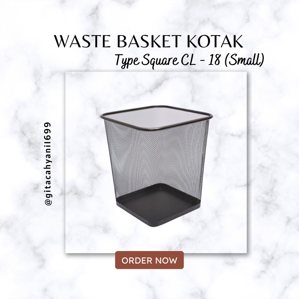Jual WASTE BASKET / TEMPAT SAMPAH BESI HITAM BENTUK KOTAK UKURAN KECIL