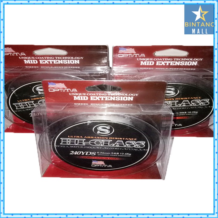 BENANG PANCING OPTIMA HC 0.23 mm KEKUATAN 10 KG SENAR KECIL TAPI KUAT 20 LBS 240 YARD WARNA BENING