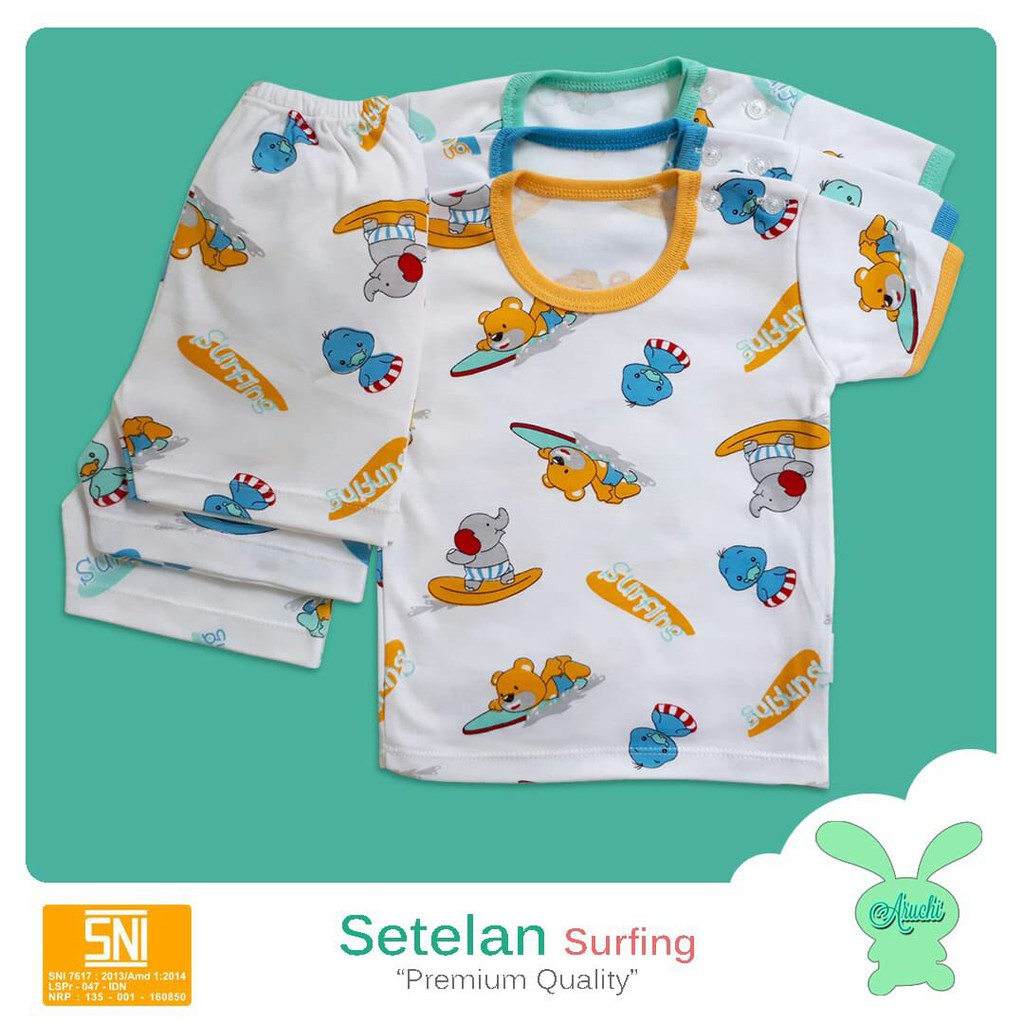 NEW ARUCHI Setelan PENDEK Piyama Baju Tidur Bayi ukuran 