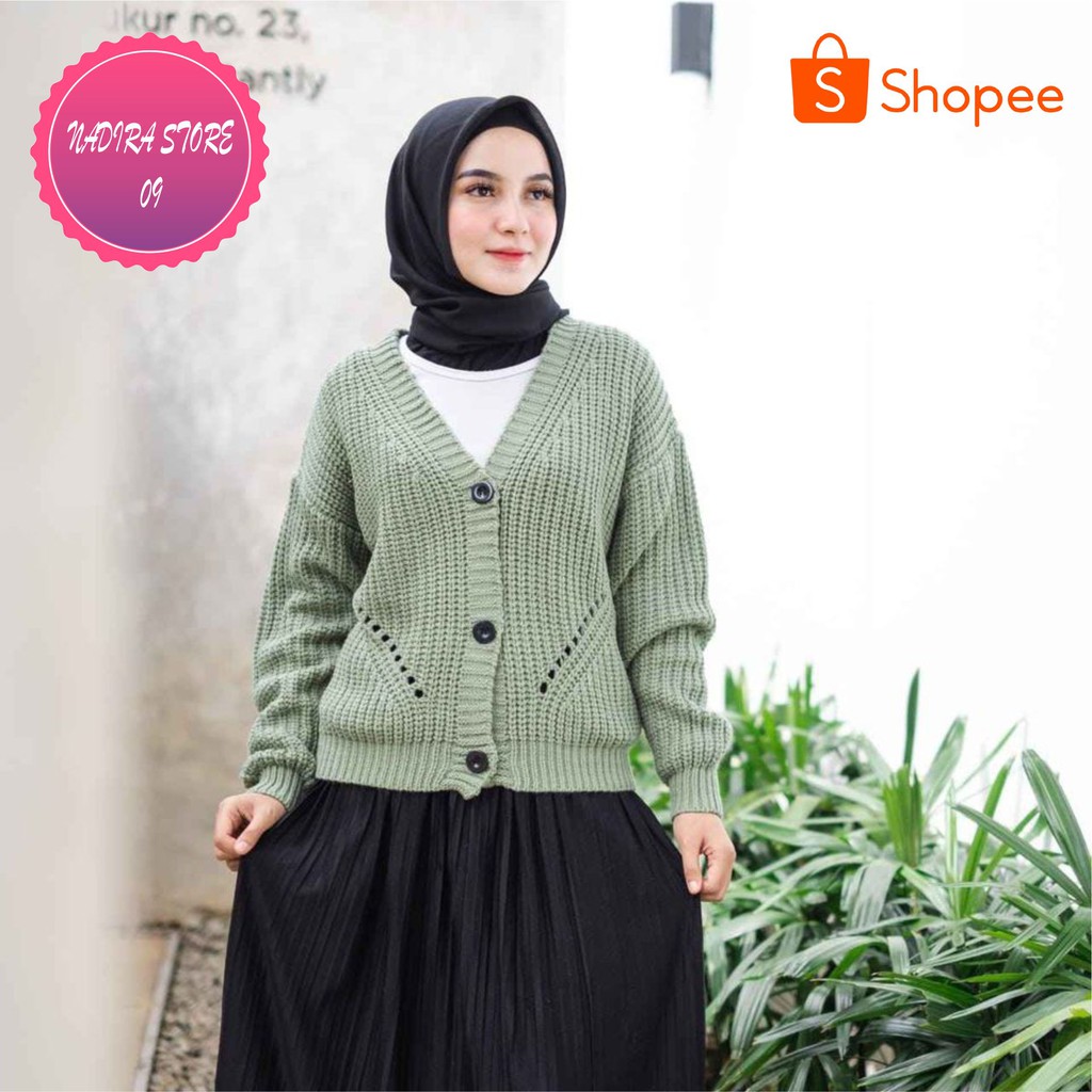 CARDIGAN RAJUT KANCING CORAK PREMIUM