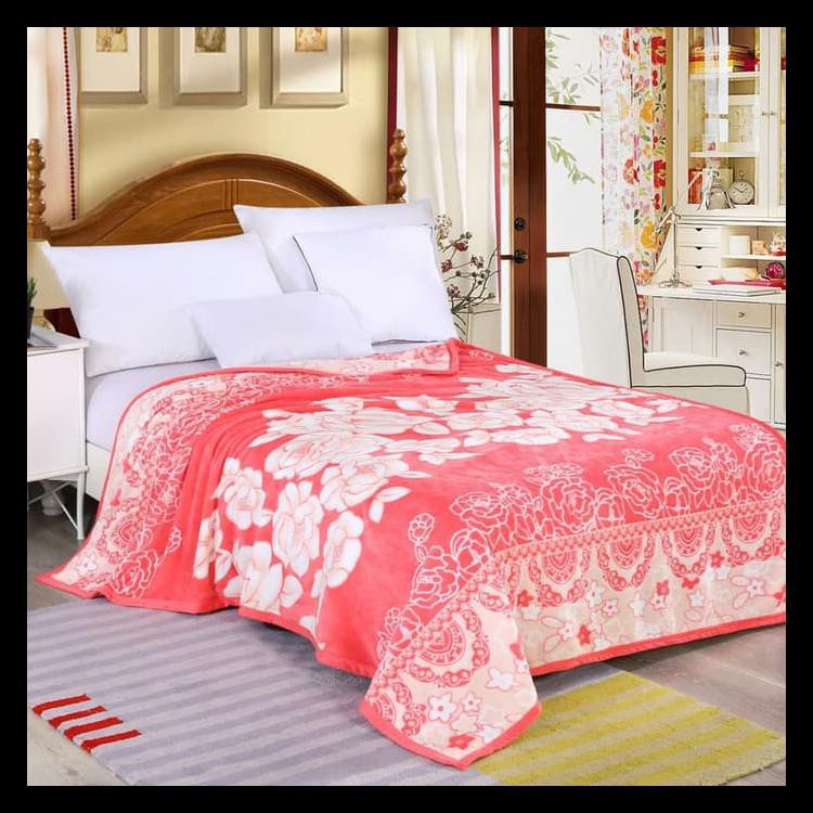 SELIMUT BULU HALUS MOTIF KEMBANG / BUNGA / SELIMUT MOTIF MURAH