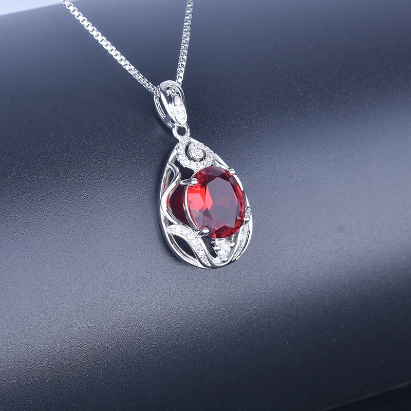 [Ready Stock]Fashion New Ruby Pendant 18K Rose Gold Plated Necklace