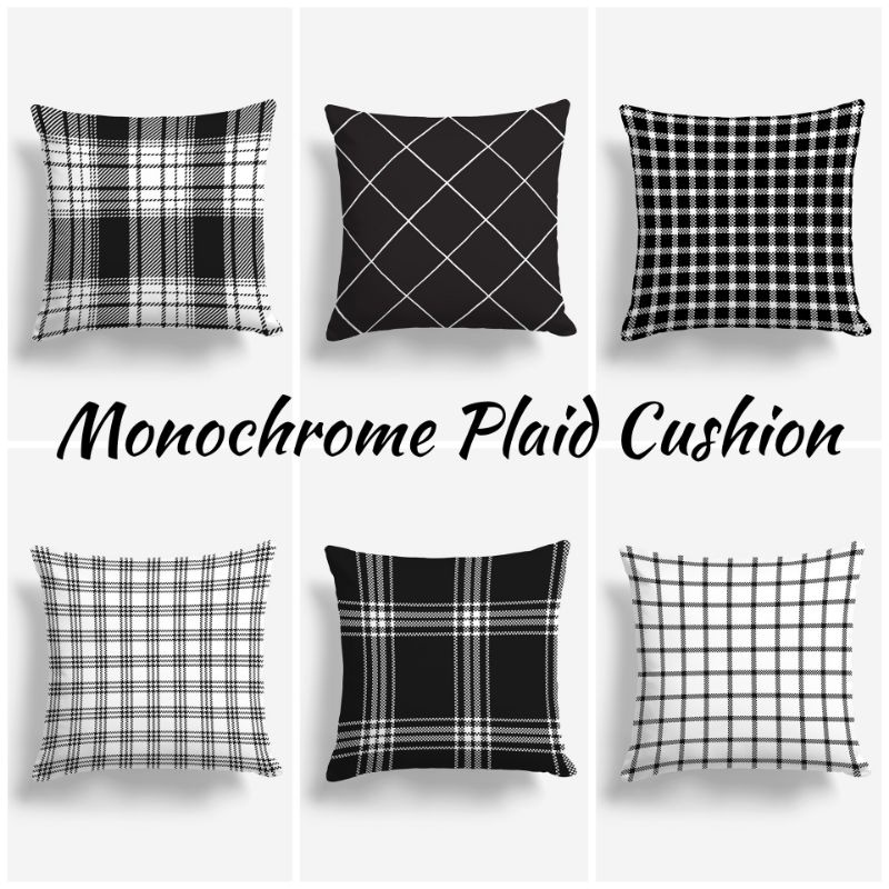 Bantal Sofa Motif Monokrom 40X40 cm Hitam Putih Monochrome Kotak