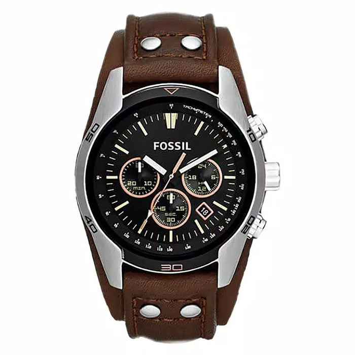 Fossil CH2891 Coachman Chronograph Black Dial Brown Leather Strap