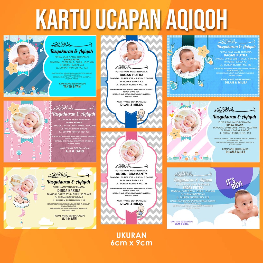 Kartu Ucapan Aqiqah Kelahiran Anak I Undangan Aqiqah I Sticker/Kartu Aqiqah