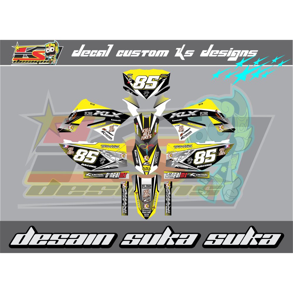 decal klx 150 hitam kuning Berkualitas