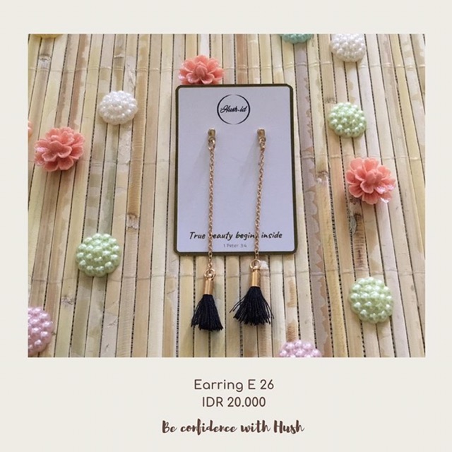 Anting Bohemian Panjang/Anting Stud Buli/Anting Hitam/Anting Korea/Earring Korea/ Bohemian style