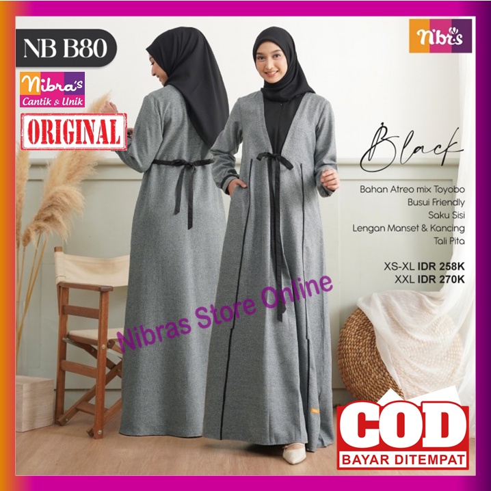 Gamis Nibras Promo Gamis Nibras Terbaru 2022 NB B80 Baju Dress Dres Wanita Dewasa Muslim Syari Busui
