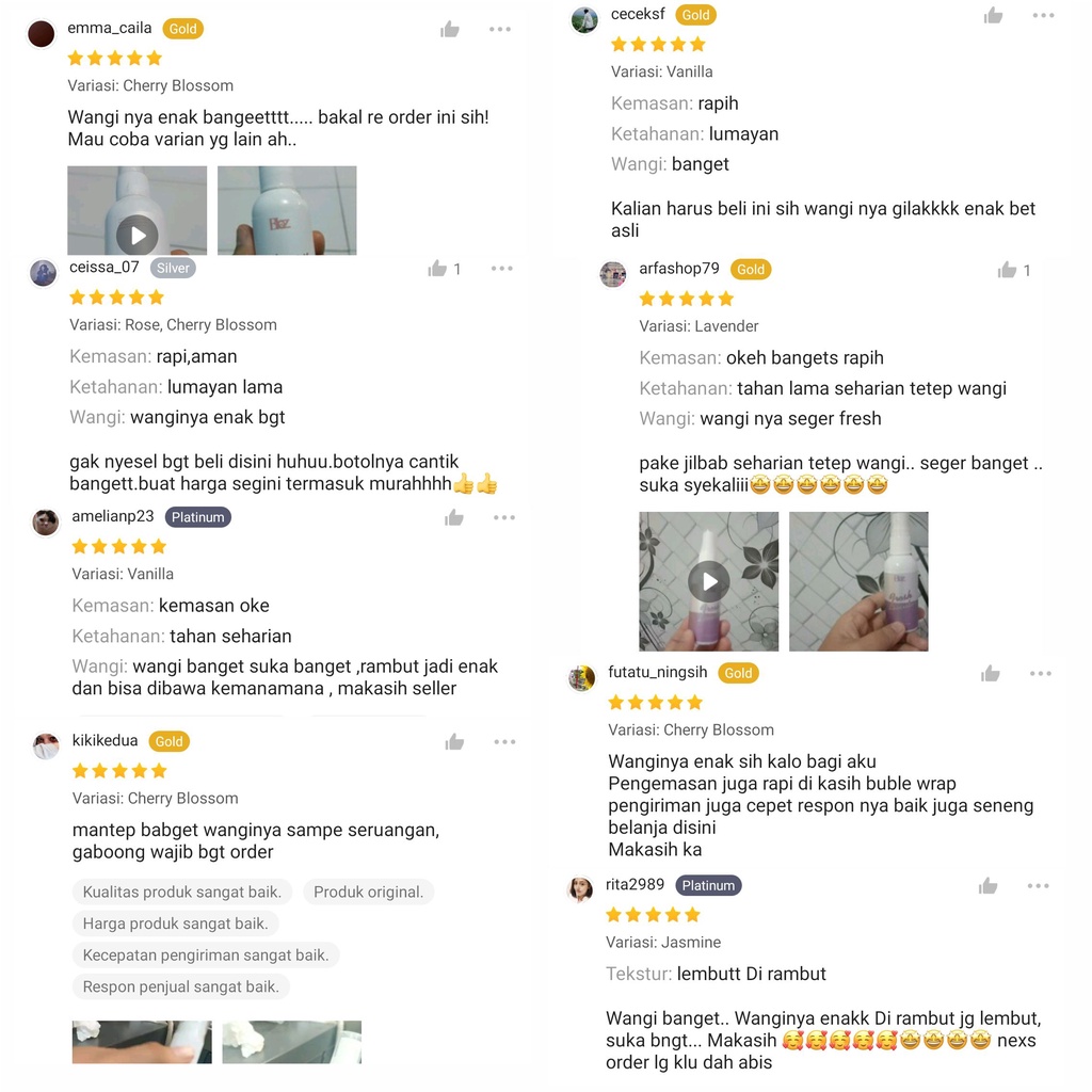 Parfum Rambut Instan Wanita / Pewangi Rambut Bibz 60 ml