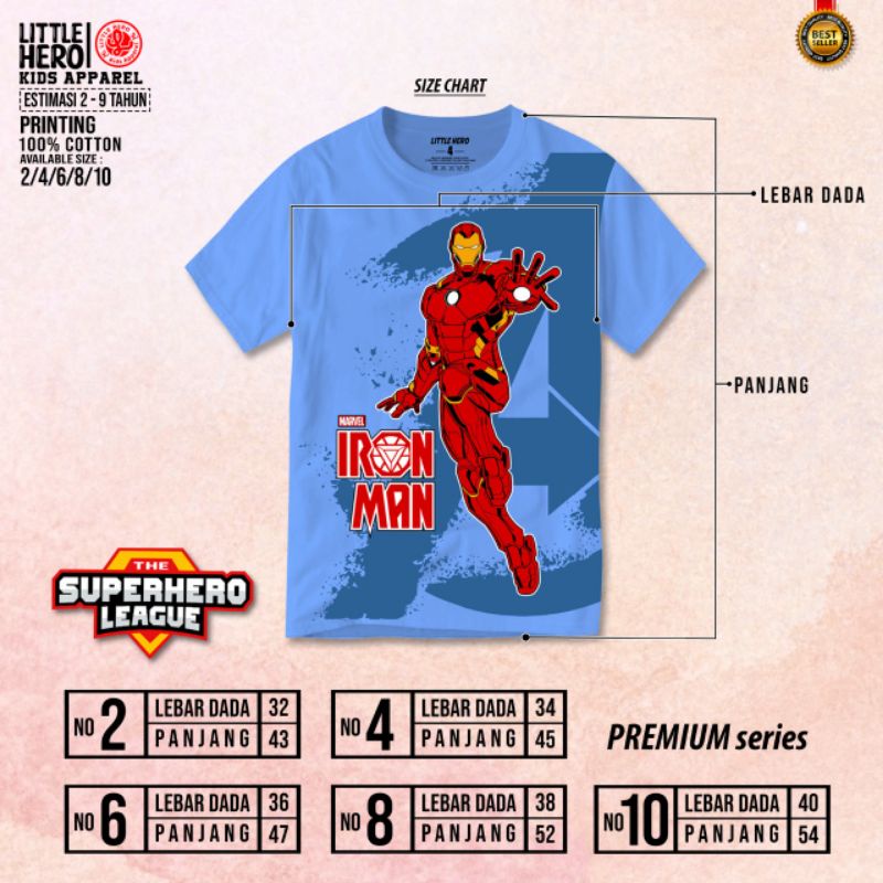 PILIH MOTIF Kaos Anak Superhero League By LITTLE HERO 2-9 Tahun