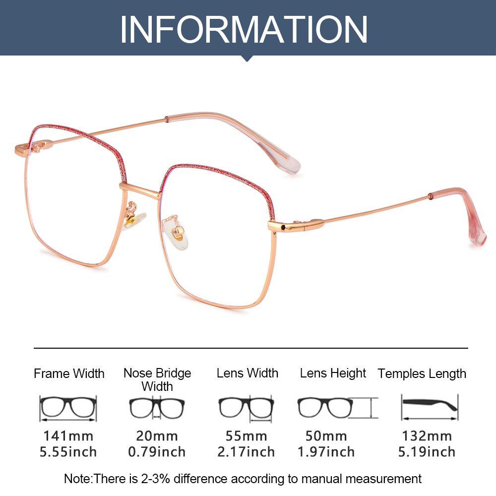 R-flower Vintage Square Kacamata Anti-Letih Spectacles Perlindungan Radiasi Diamond Frame Eyewear