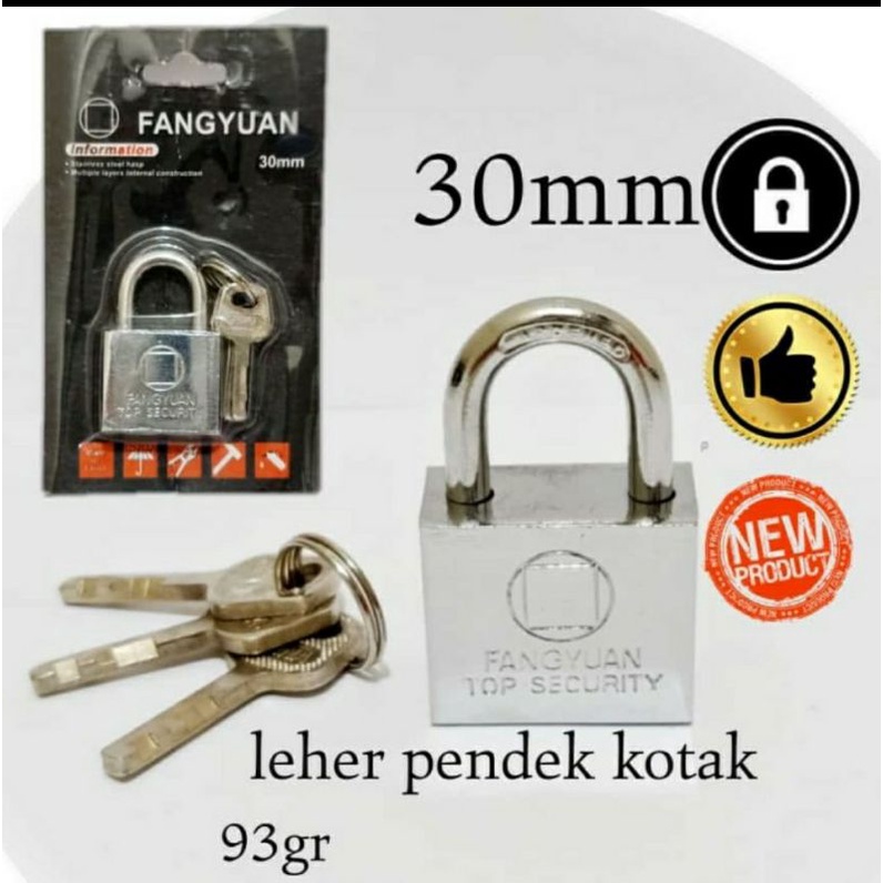 GEMBOK 30MM LEHER PENDEK MURAH - FANGYUAN BULAT