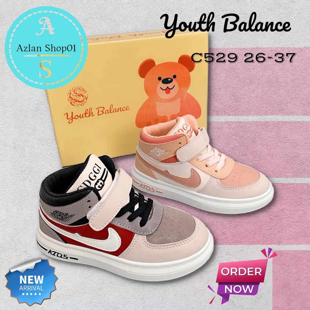 SEPATU ANAK SENIKERS IMPORT TERLARIS C 529 26-37 ,SEPATU  YOUTH BALANCE Sepatu sekolah Anak Perempuan | se