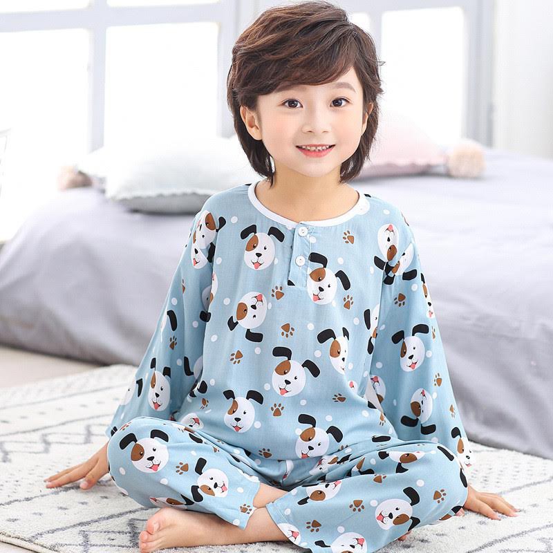 Setelan Baju Tidur [ Blue Puppy ] Anak Laki-laki &amp; Perempuan [ Usia 2 -5 Tahun ] HM690