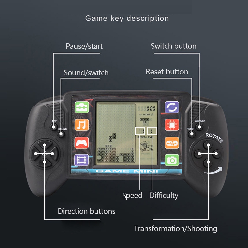 Anak Handheld Retro Mini Gameboy Layar 3.5 inci Tetris Bricks Game Boy Tetris Game Console Gamebot