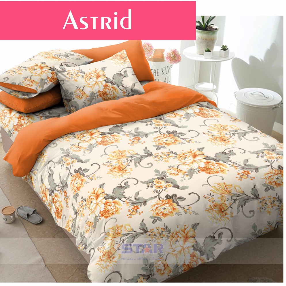 Vhepra Sprei Katun Motif Astrid Kuning