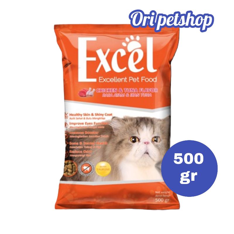 MAKANAN KUCING EXCEL AYAM TUNA (SEGITIGA) 500GR