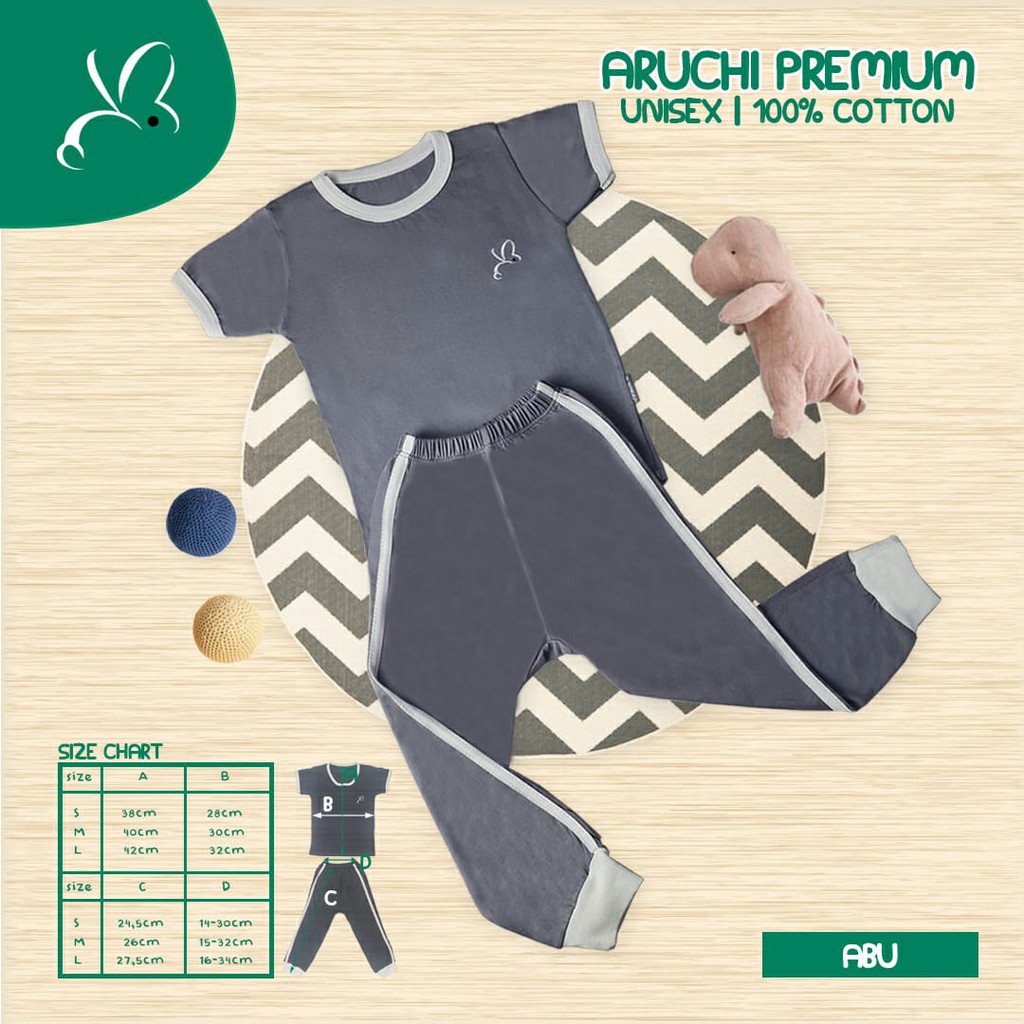 Retro Longpants Aruchi Premium Edition 2-5 Tahun Atasan Pendek + Celana Panjang Polos