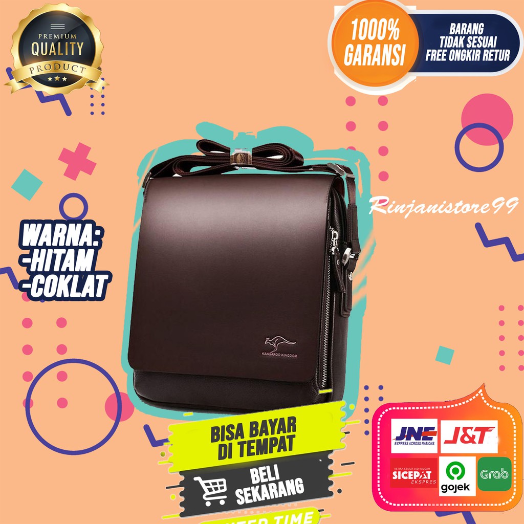 Tas Selempang Kulit Pria Sling Bag Cowok Tas Bahu Original Premium Kangaroo Import F29