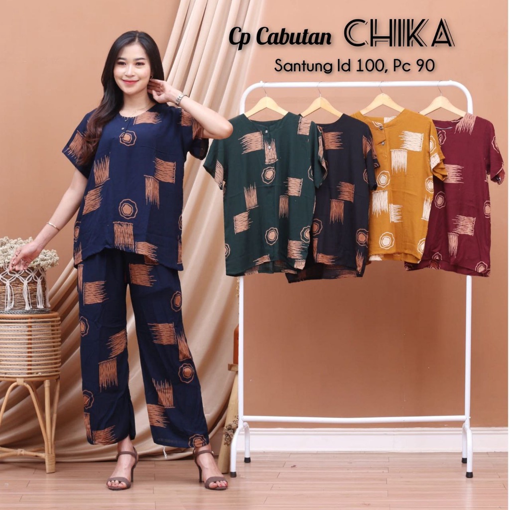 ONE SET WANITA SETELAN CELANA PANJANG LENGAN PENDEK KACING DEPAN PIYAMA BAJU WANITA