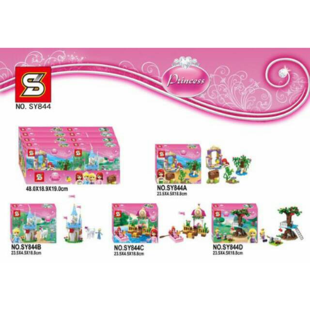Lego Princess Ariel Cinderella Aurora Rapunzel SY844A-D