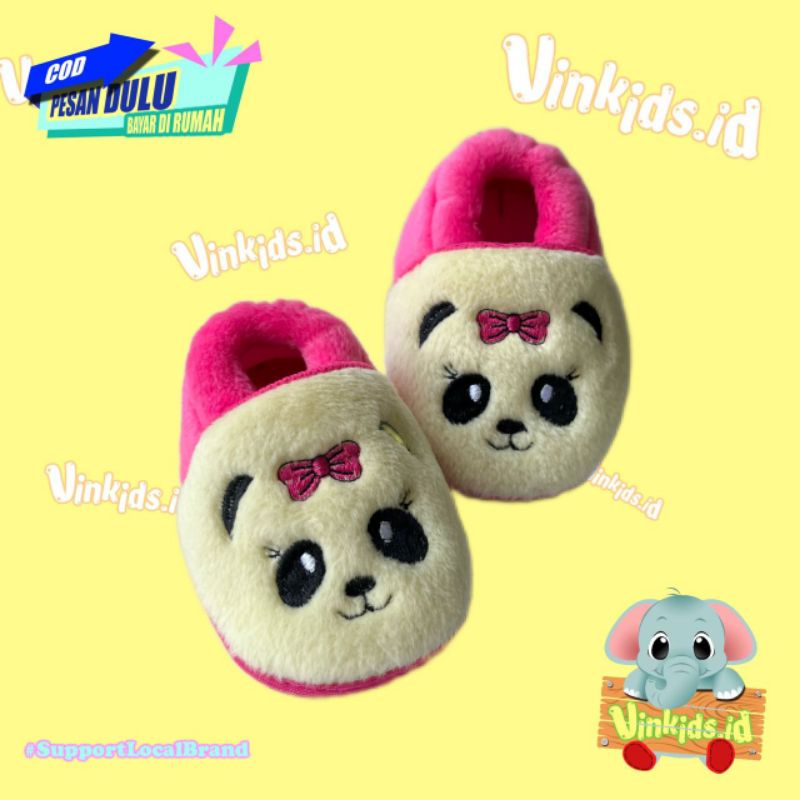 Sepatu Bayi Laki Laki Perempuan 0 12 Bulan Karakter Kartun Lucu Panda Pink Tua / Prewalker