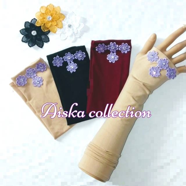 Handshock jempol FLOWERs UNGU MUDA/mangset tangan jempol /renda ungu muda /manik_manik