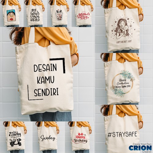 Totebag Blacu Printing - Bisa Custom Logo Sendiri - Souvenir - By Crion