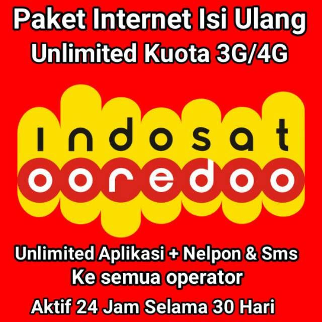 Paket Data Indosat Internet Unlimited Kuota 3g 4g 24 Jam 30 Hari Shopee Indonesia