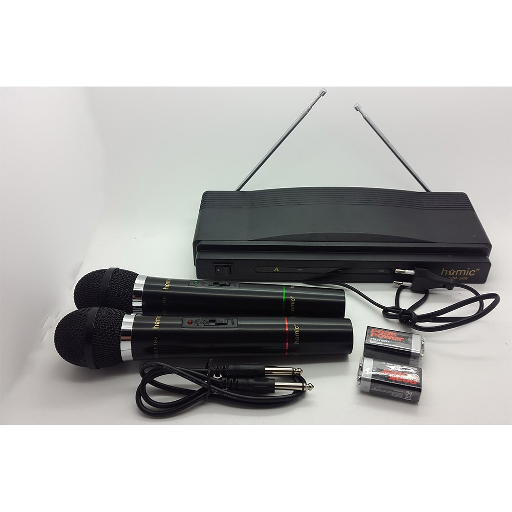 MICROPHONE HOMIC DOUBLE MICROPHONE TANPA KABE WIRELESS