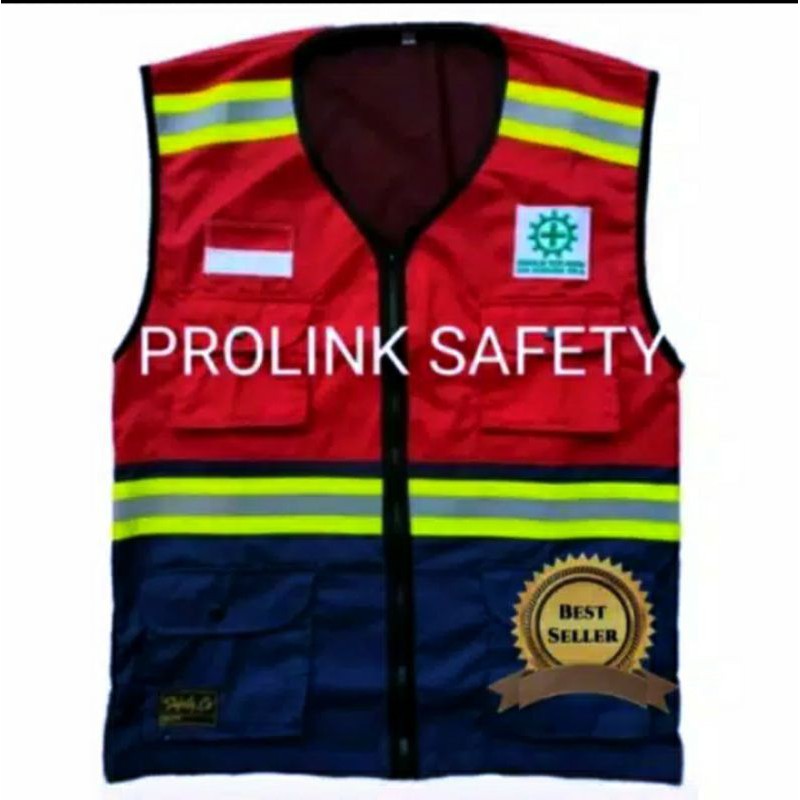 (((MERAH))) ROMPI SAFETY HSE MERAH RESLETING KAIN DRILL FREE LOGO BORDIL K3 SAMA BENDERA