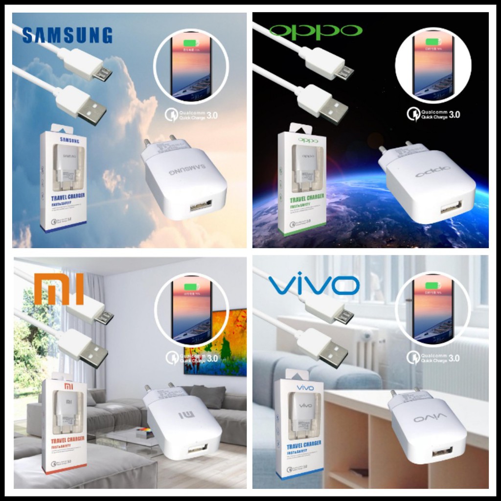 Charger Casan Samsung Oppo Xiami Vivo ASUS USB 2,4A + Kabel Kualitas Original