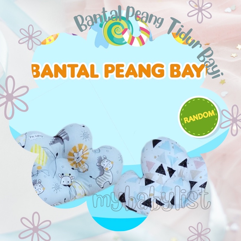 Bantal Peang Tidur Bayi Newborn / Bantal Tidur Baby Pillow Anti Kepala Peyang Bayi Katun 0-6 Bulan