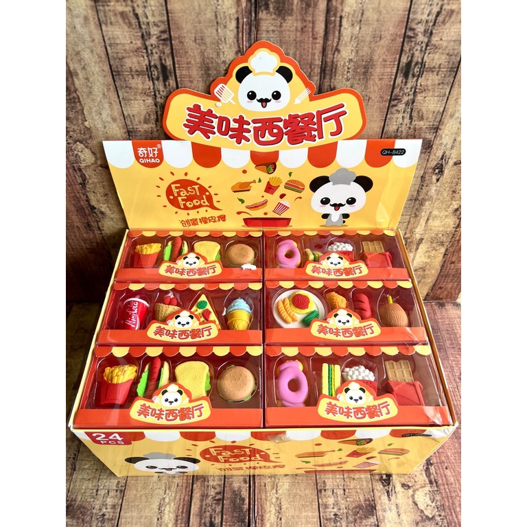 Penghapus Set Mika Qihao Sensory Fast Food 8422- Setip Set- Fancy Eraser Super Cute - Setip