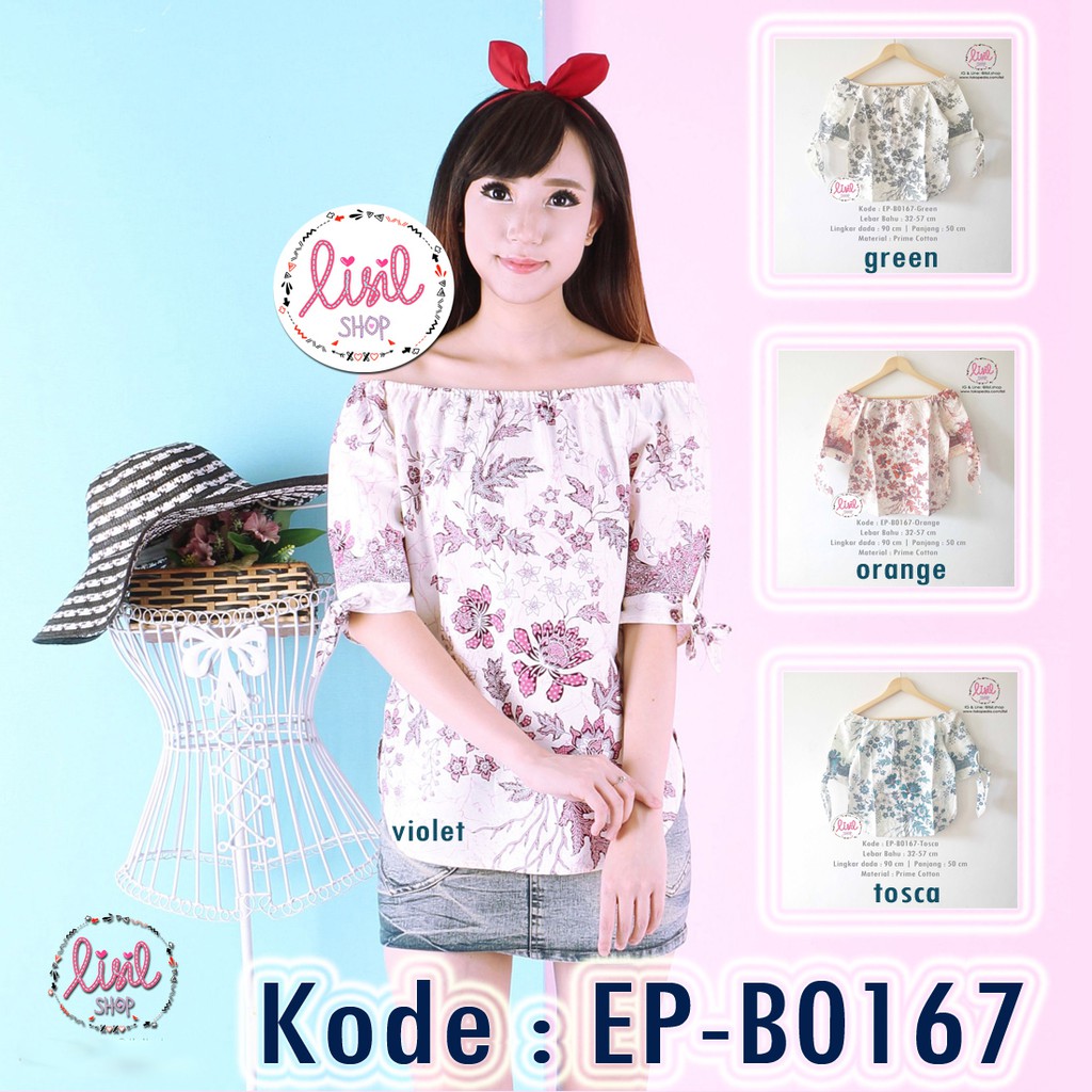 BAJU BATIK WANITA BEST SELLER Atasan Wanita BAJU SABRINA BUNGA Sabrina Batik Bunga