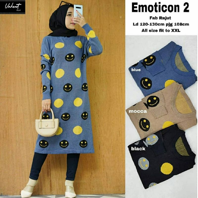 Emoticon #2 Rajut, TUNIK RAJUT JUMBO CANTIK BAHAN RAJUT PREMIUM LD 116-130 JUMBO OOTD KEKINIAN MODIS