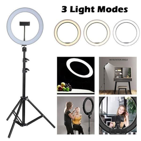 Lengkap Ring Light 33 CM  + Tripod 2,1 Meter / Paket 26 CM + Tripod 1.3 Meter Meja Lampu Cincin Make up Foto Studio Tiktok YouTube Ring Light + Tripod 33 CM 33 CM Ring Light Besar