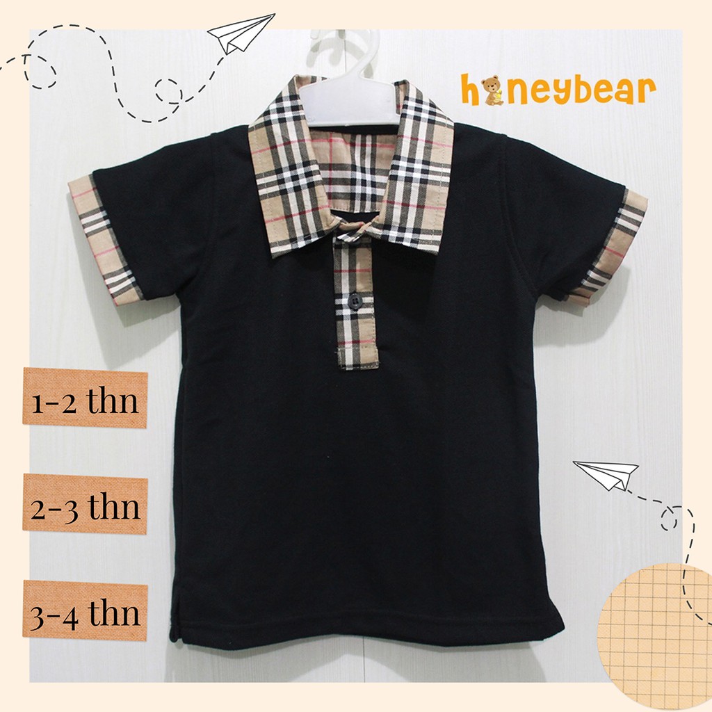 Polo Shirt Kotak-Kotak Burberry (1-4 Tahun) / Kaos Polo Kerah Anak Anak / Kaos Polo Anak