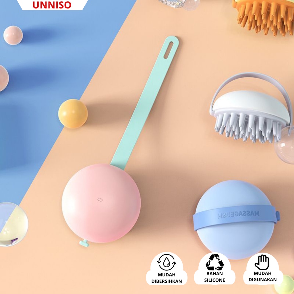 UNNISO - sisir keramas silicone dengan handle SK07