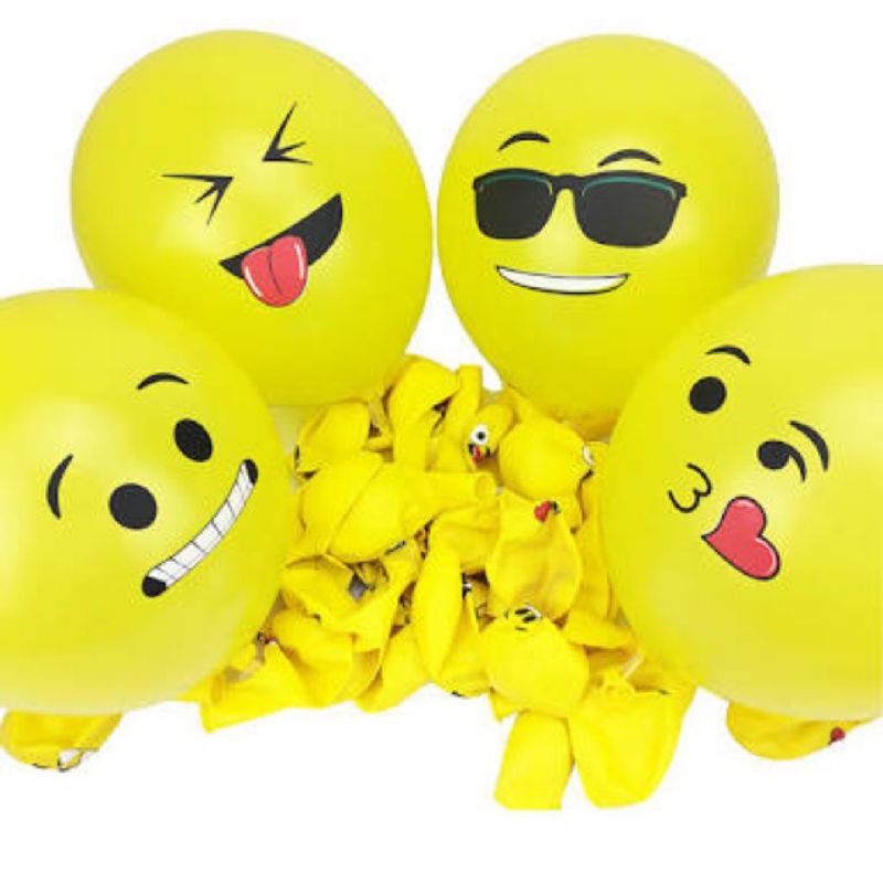 balon latex 12inch 12 inch helium quality emoji emoticon emotikon emo mimik wajah smile senyum