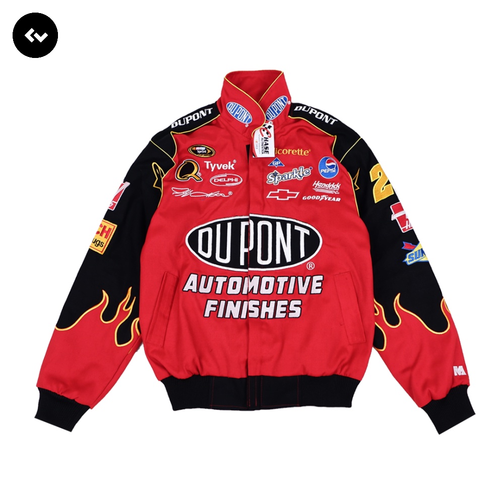 NASCAR DUPONT VINTAGE JACKET RACING JEEF CHASE RED 1:1 AUTHENTICS ORIGINAL FULL BORDIR